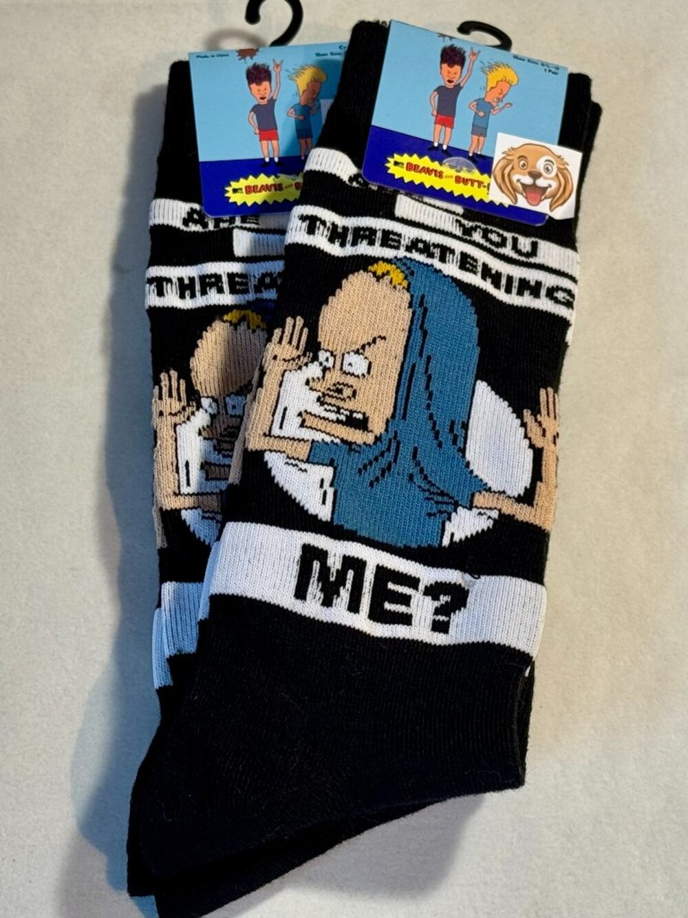 2 Pairs Beavis and Butthead Novelty Crew Socks Size 6-12/13 OSFM